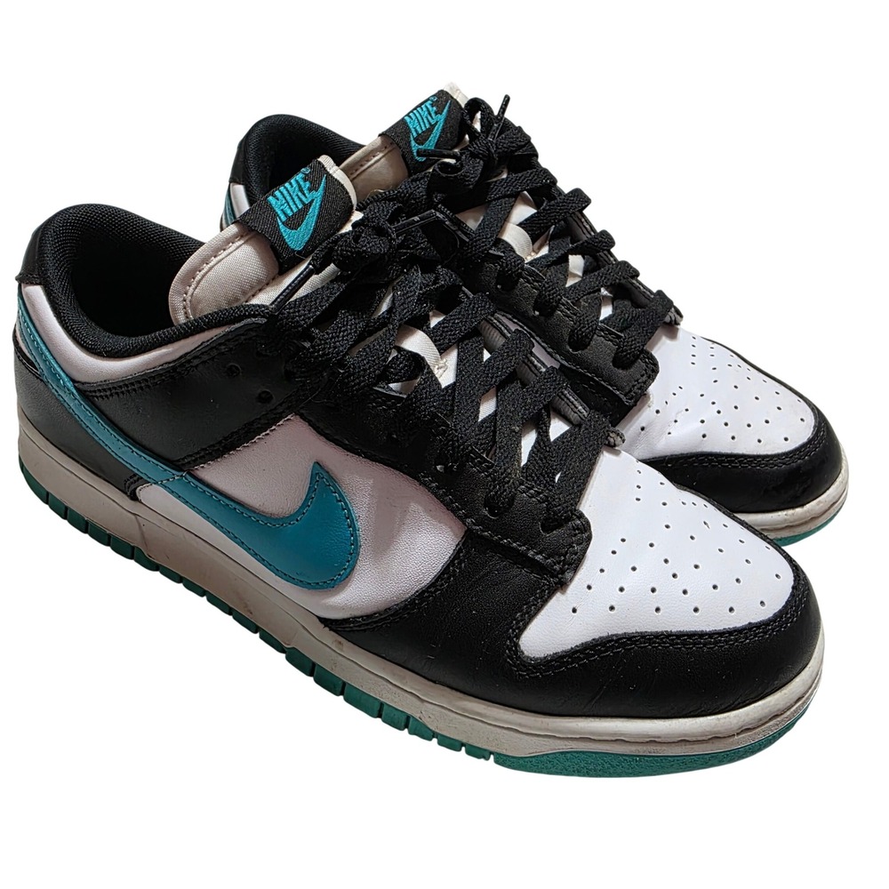 Nike Mens 9 Dunk Low Black White Teal DV0833-109 Retro Streetwear Sneakers